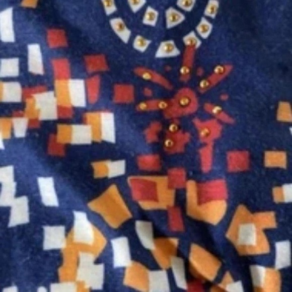 Breckenridge Women’s Plus Size 2X Blue Mosaic Print 3/4 Sleeve Top - Picture 3 of 4